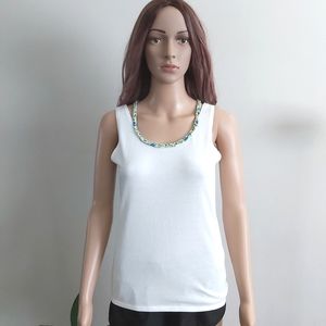 NWOT Discoat basic white tank top braided